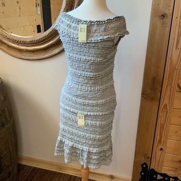 Max Studio 2 pc dress off shoulder gray lace SZ M L NWT - Picture 3 of 8